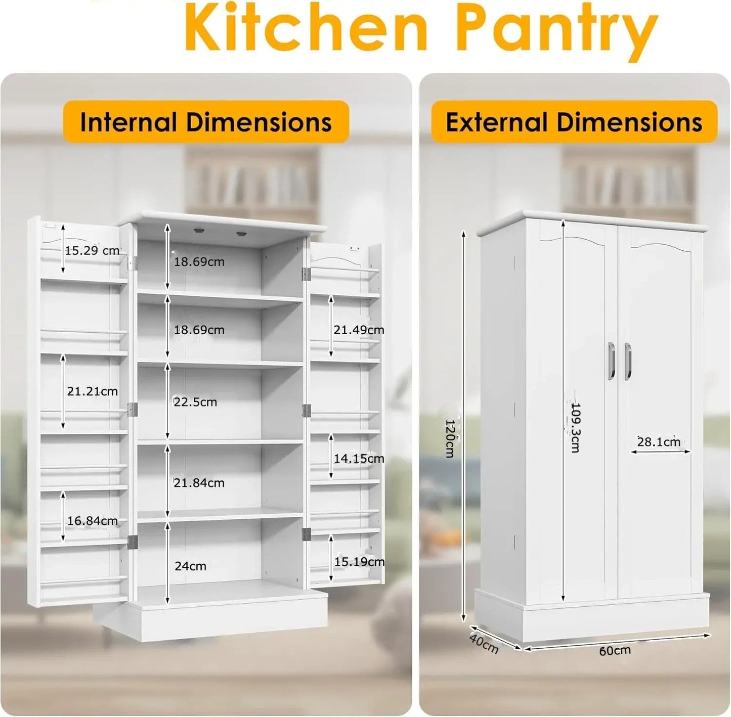 יום אחרון במבצע 49% הנחה🔥  ארון מזווה למטבח 120 ס"מ עם תאורת LED